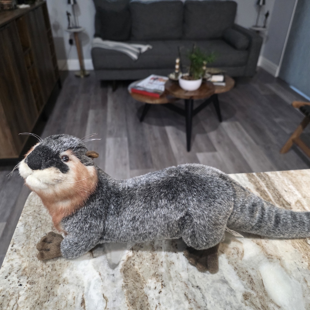 Plush Otter Stuffed Animal - Gray and Brown By Hansa Creation.